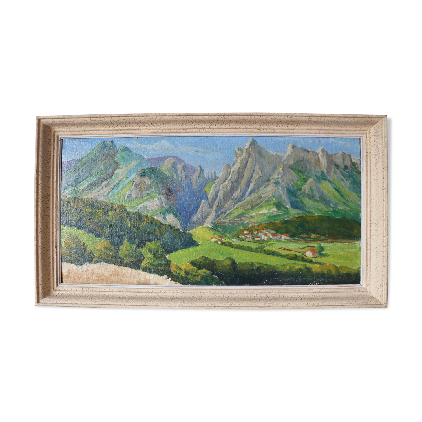 Painting oil on canvas mountain landscape