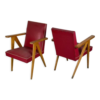 Pair of armchair 1950 feet compass