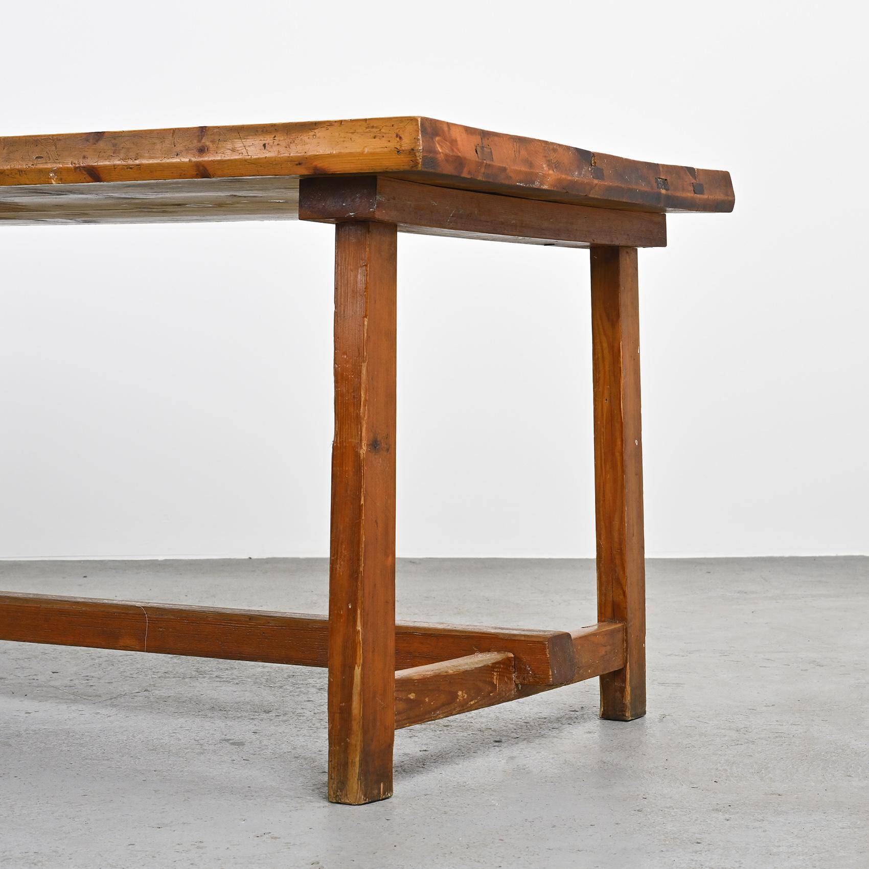 Solid pine table by Christian Durupt, 1970s