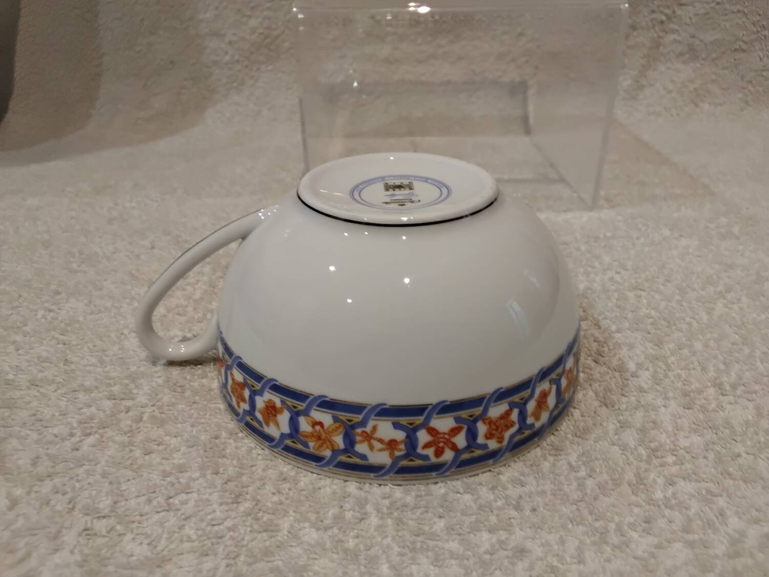 Christofle blue ginkgo porcelain breakfast cup, 35cl