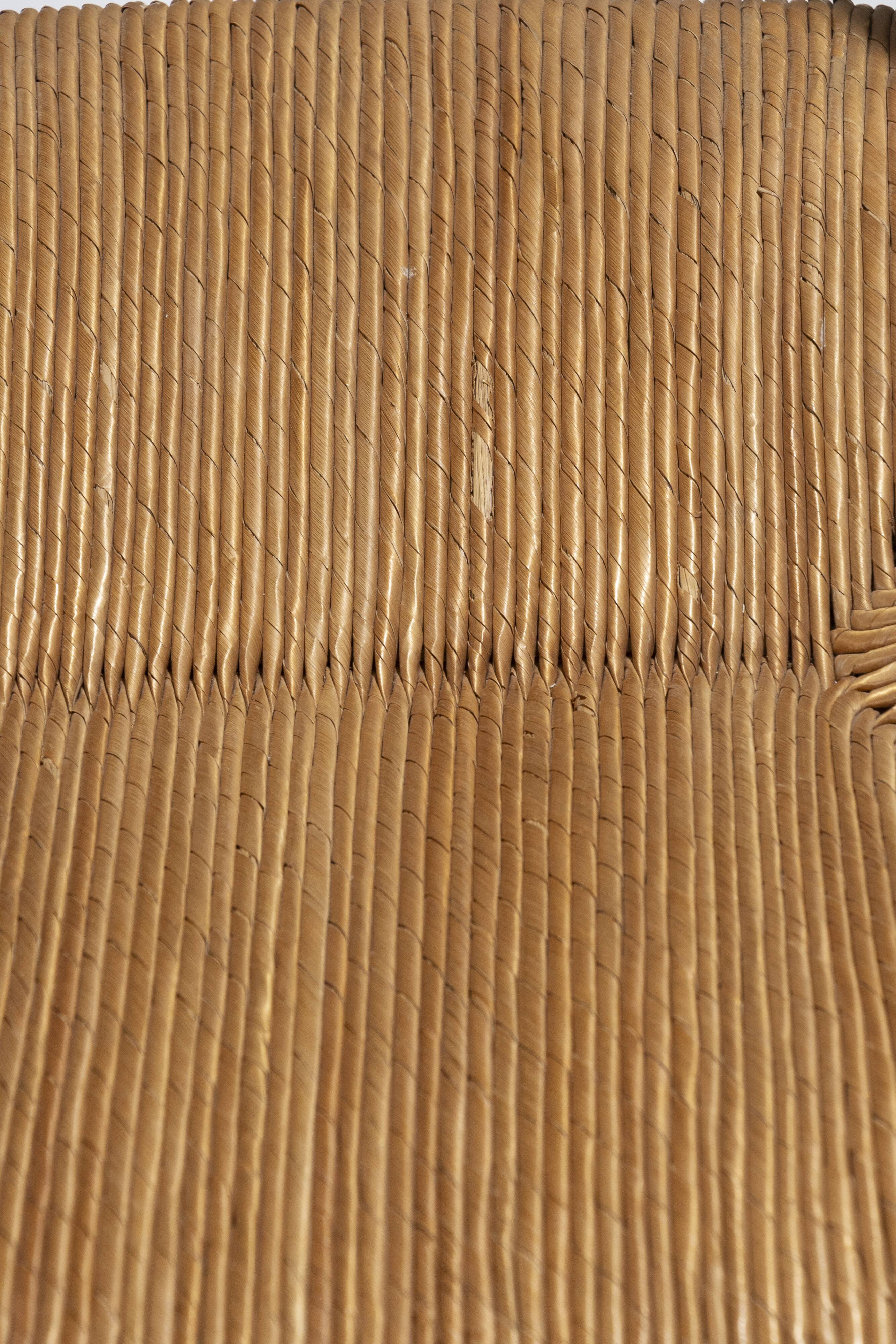 Pair of straw chairs, geneviève pons, 1950s