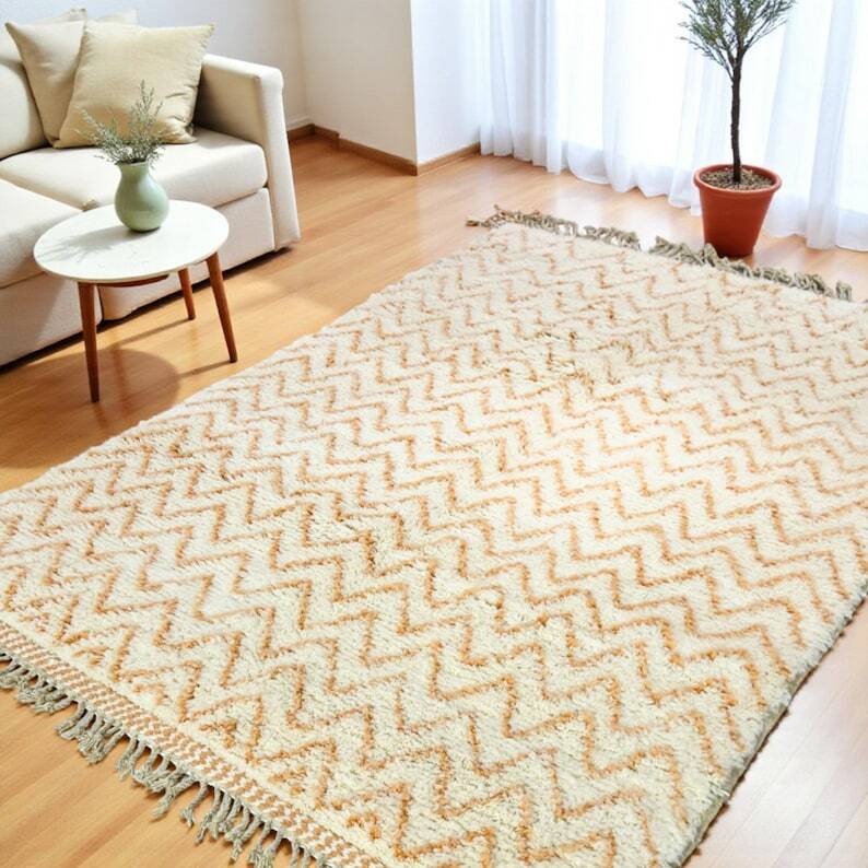 Tapis bérbere écru à motifs géométriques 250cmx150cm
