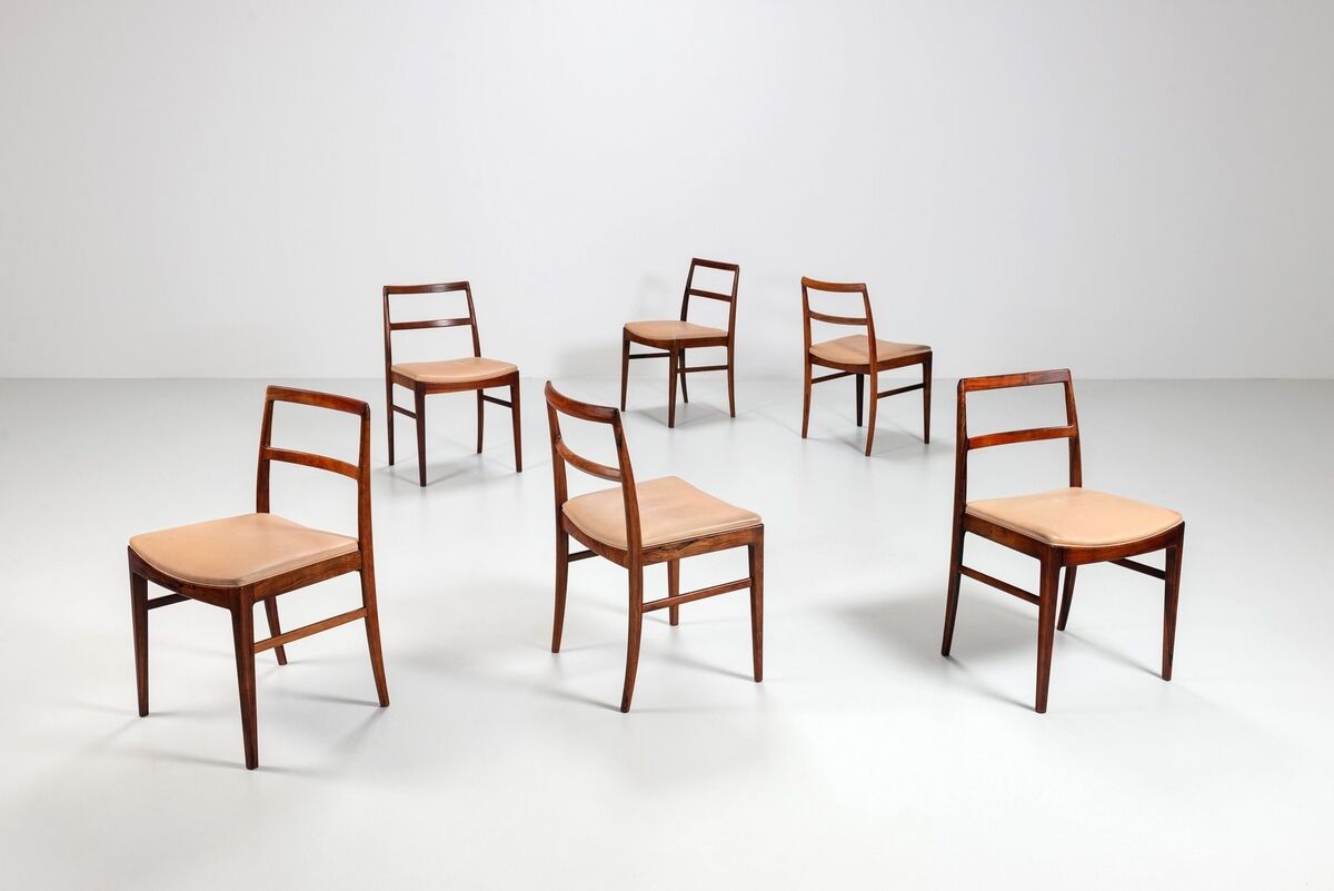 Arne Vodder model 430 dining chairs rosewood Sibast Mobler Denmark 1960