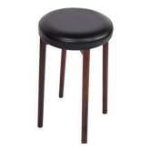 Tabouret de bar - bois de rose et cuir noir - design danois - années 1970