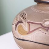 Beige Ceramic Vase by Cianciolo Noma Messina, 1960s Mid-Century Signed Italian Studio Vase