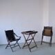 Vintage folding chair and tray table set | Campaign style