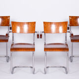 Set Of 4 Restored Bauhaus Beech Armchairs Designed by Mart Stam, 1930s, Czechia, High Gloss