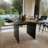 Brutalist design square table in steel