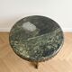 Antique coffee table in green marble and gold metal.