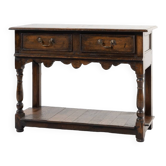Table d'appoint en chêne français du XXe siècle avec 2 tiroirs, vers 1960