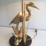 Brass lamp depicting a heron