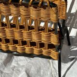Vintage metal and wicker magazine rack