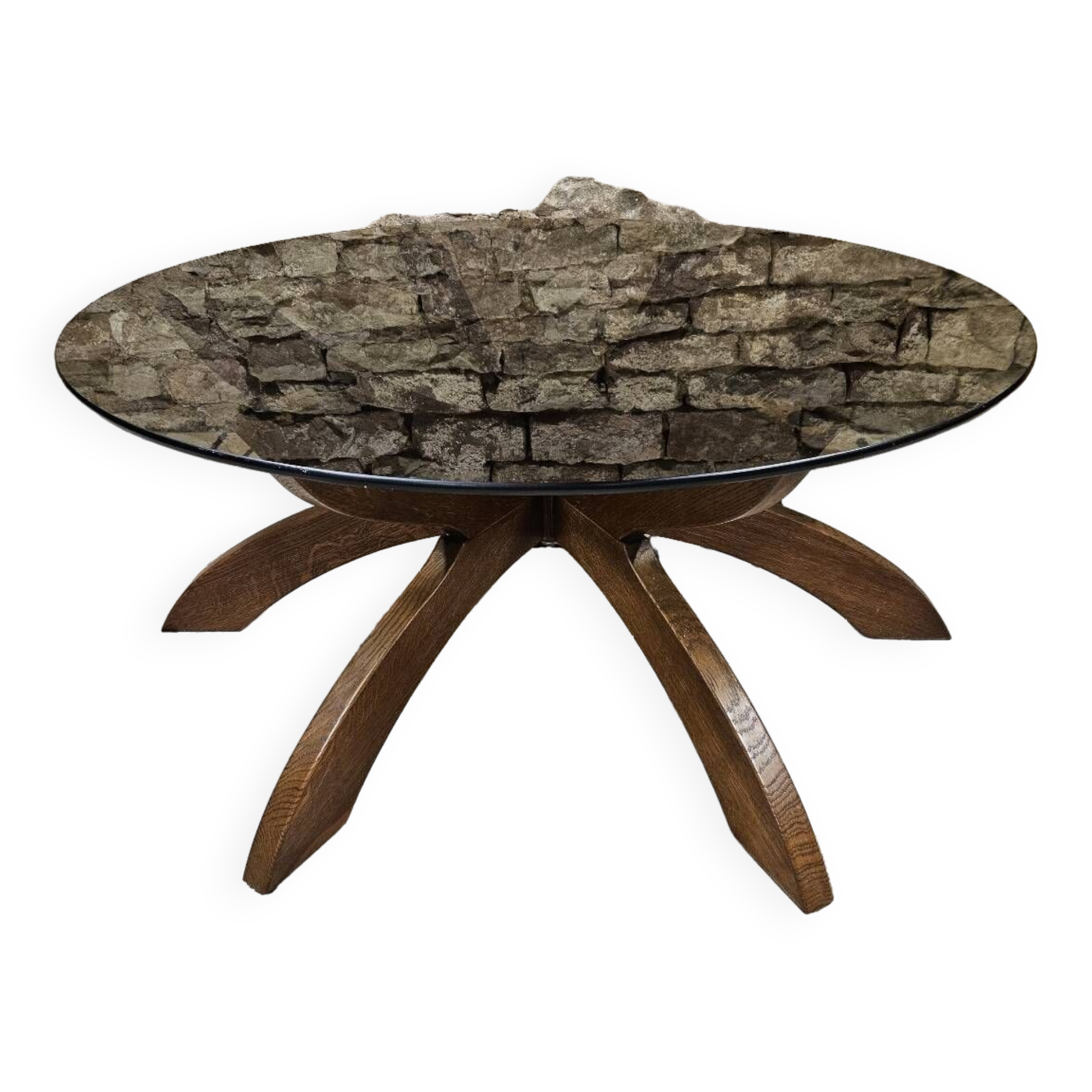 Table basse brutalist vintage 1970"