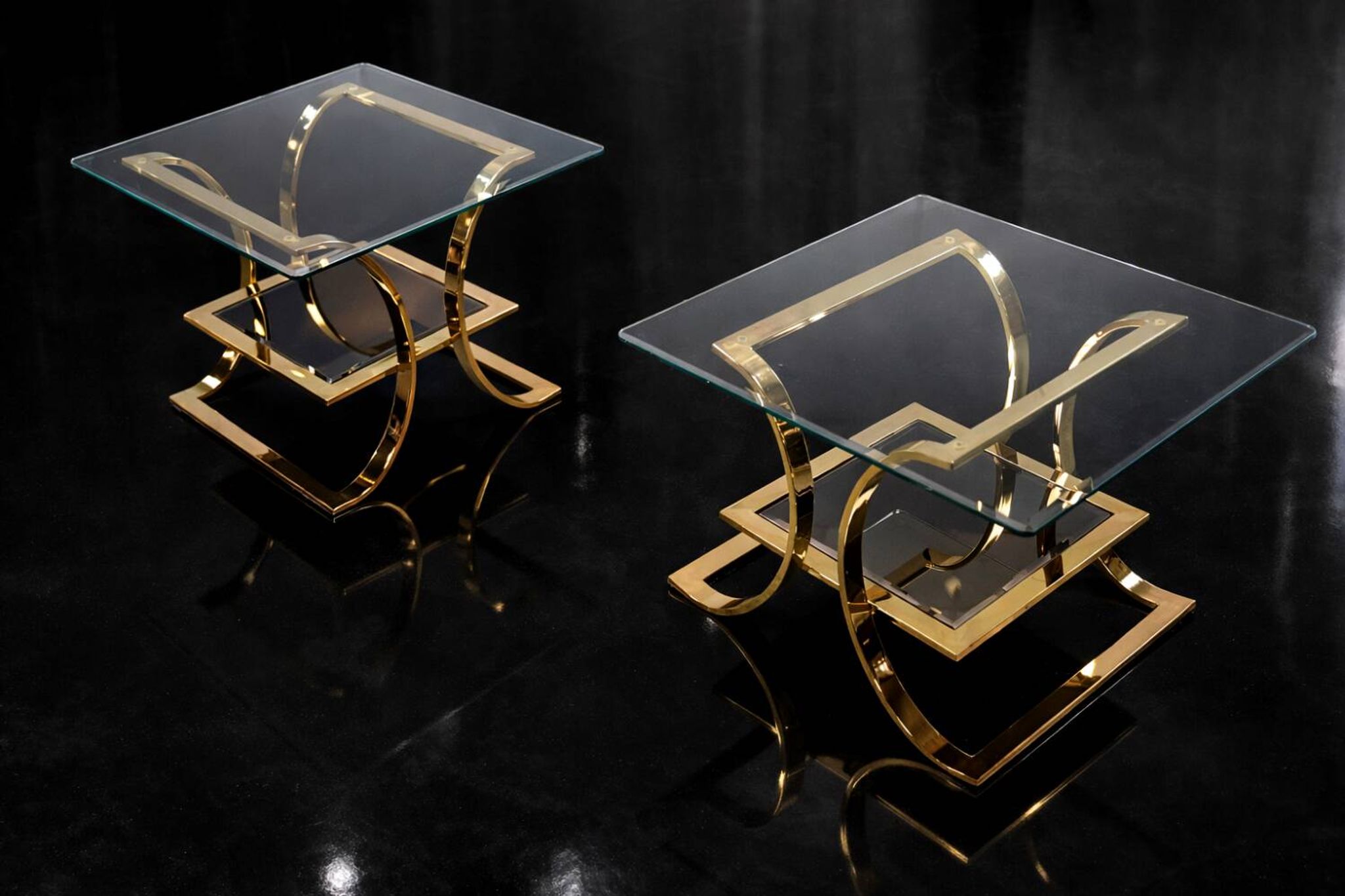 Vintage Mid-Century Italian Modern Glass Coffee Tables, 1960s, Set of 2