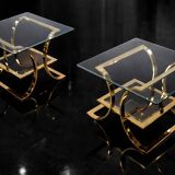 Vintage Mid-Century Italian Modern Glass Coffee Tables, 1960s, Set of 2