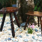 2 vintage tripod stools 1960