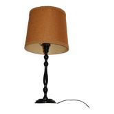 Pied de lampe bois noir avec abat-jour