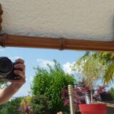 Mirror with turned wooden frame imitation bamboo