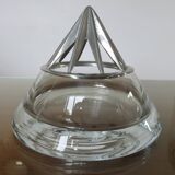 Designer crystal and pewter flower vase by Jean Goardere, 1970s