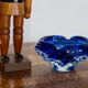Artistic blue glass ashtray bowl from the mid-20th century, Italy, 1970s.