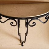 Wrought iron and marble console