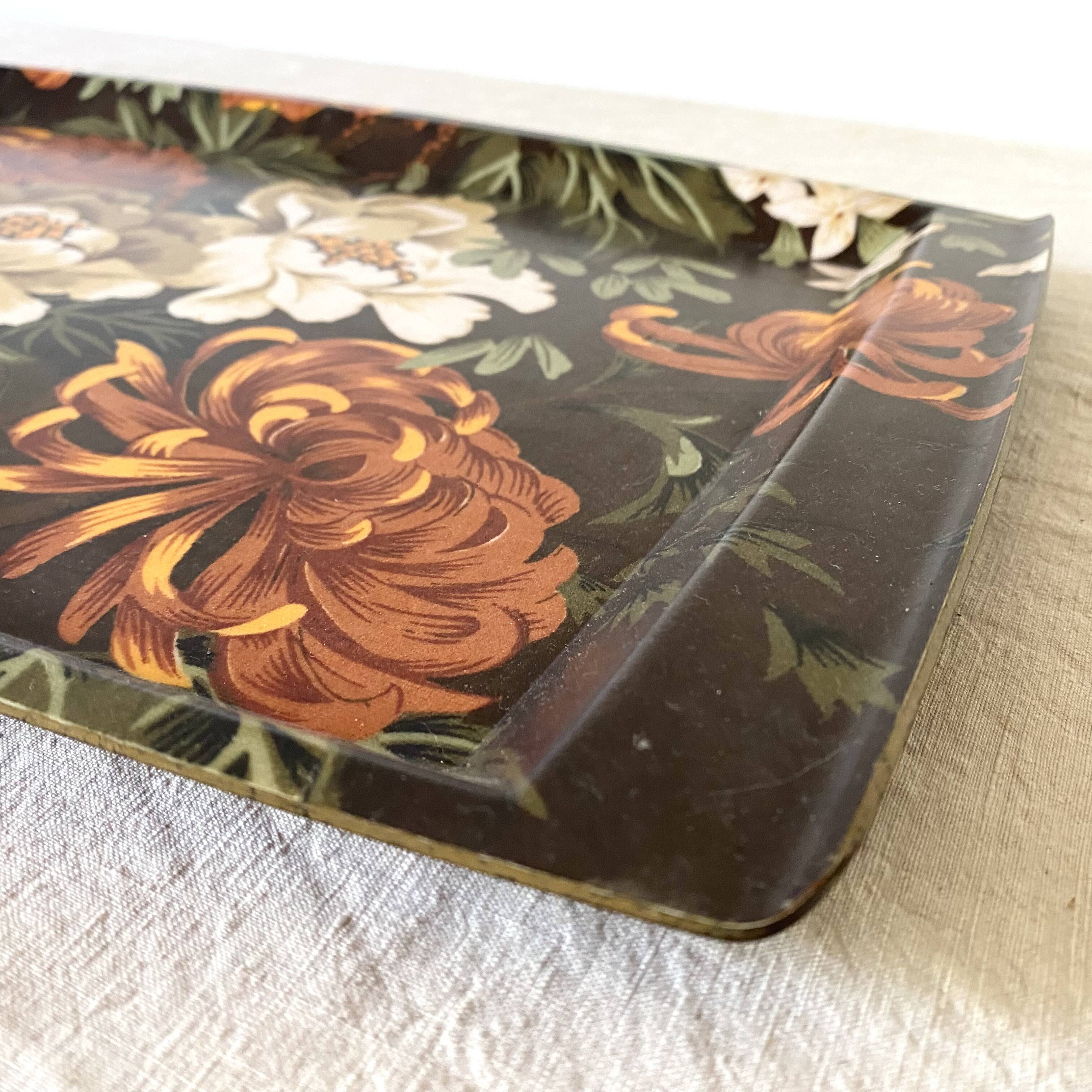 Plateau vintage fleuri Années 70 Mallod Great Britain
