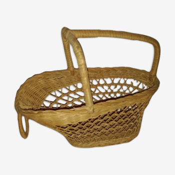 Panier porte bouteille osier vintage