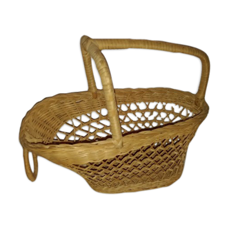 Panier porte bouteille osier vintage