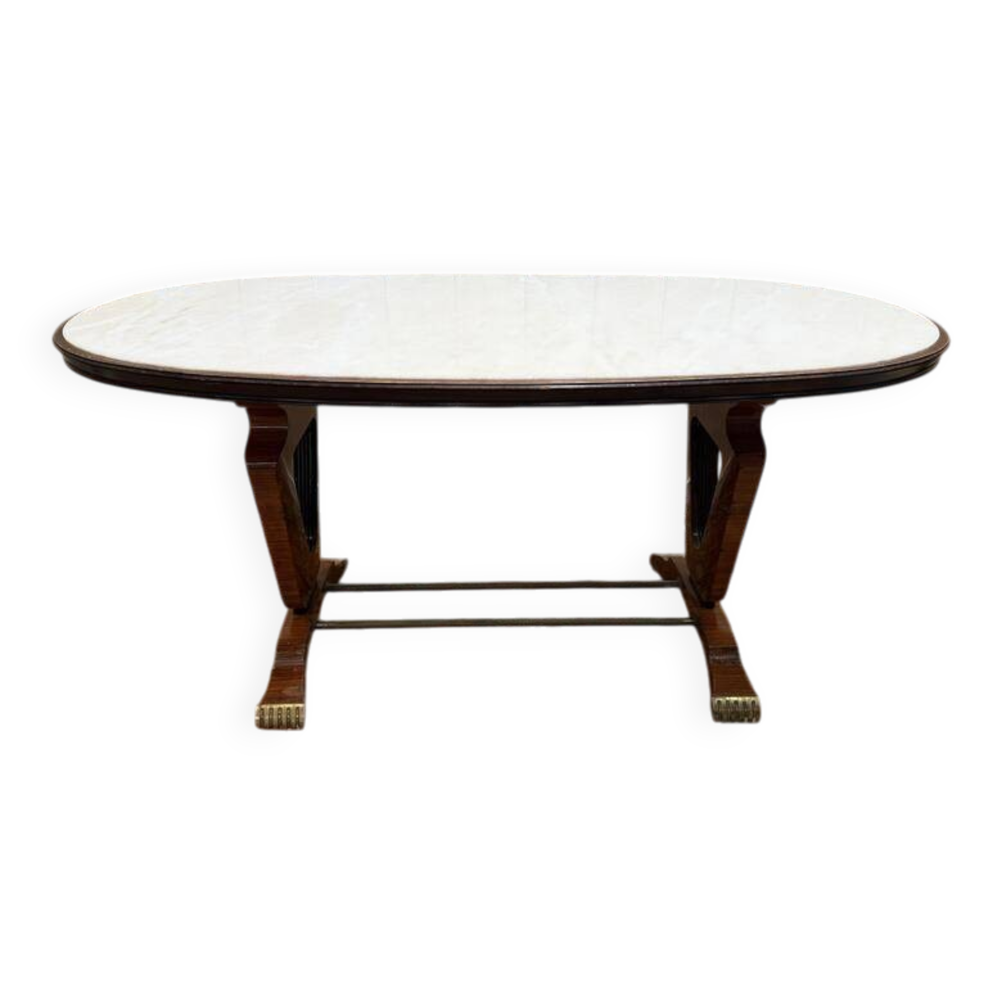 Table à manger ovale en marbre et palissandre