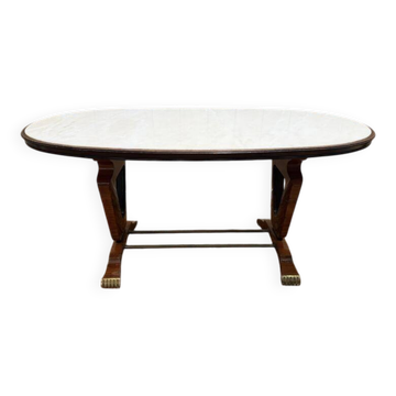 Table à manger ovale en marbre et palissandre