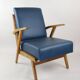 Fauteuil en cuir bleu des années 1970