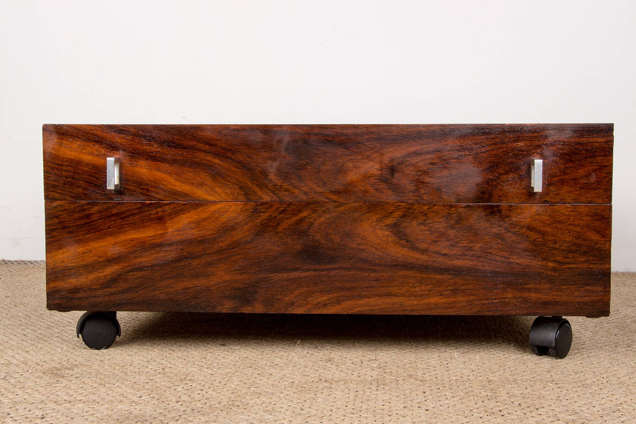 Rolling coffee table on offer, Danish Rosewood 1960.