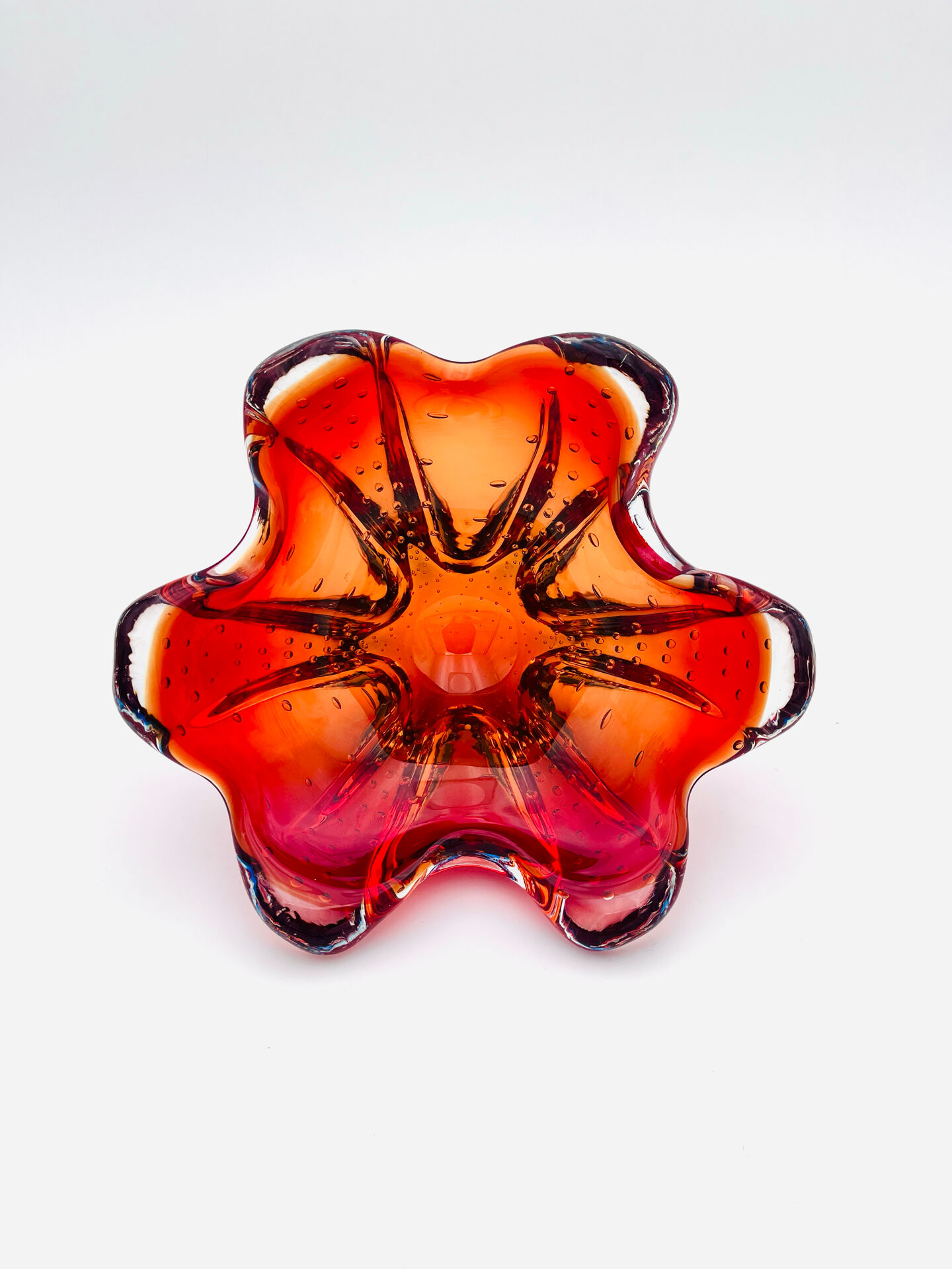 Murano Ashtray - Archimede Seguso - Bullicante - Red Blue Sommerso