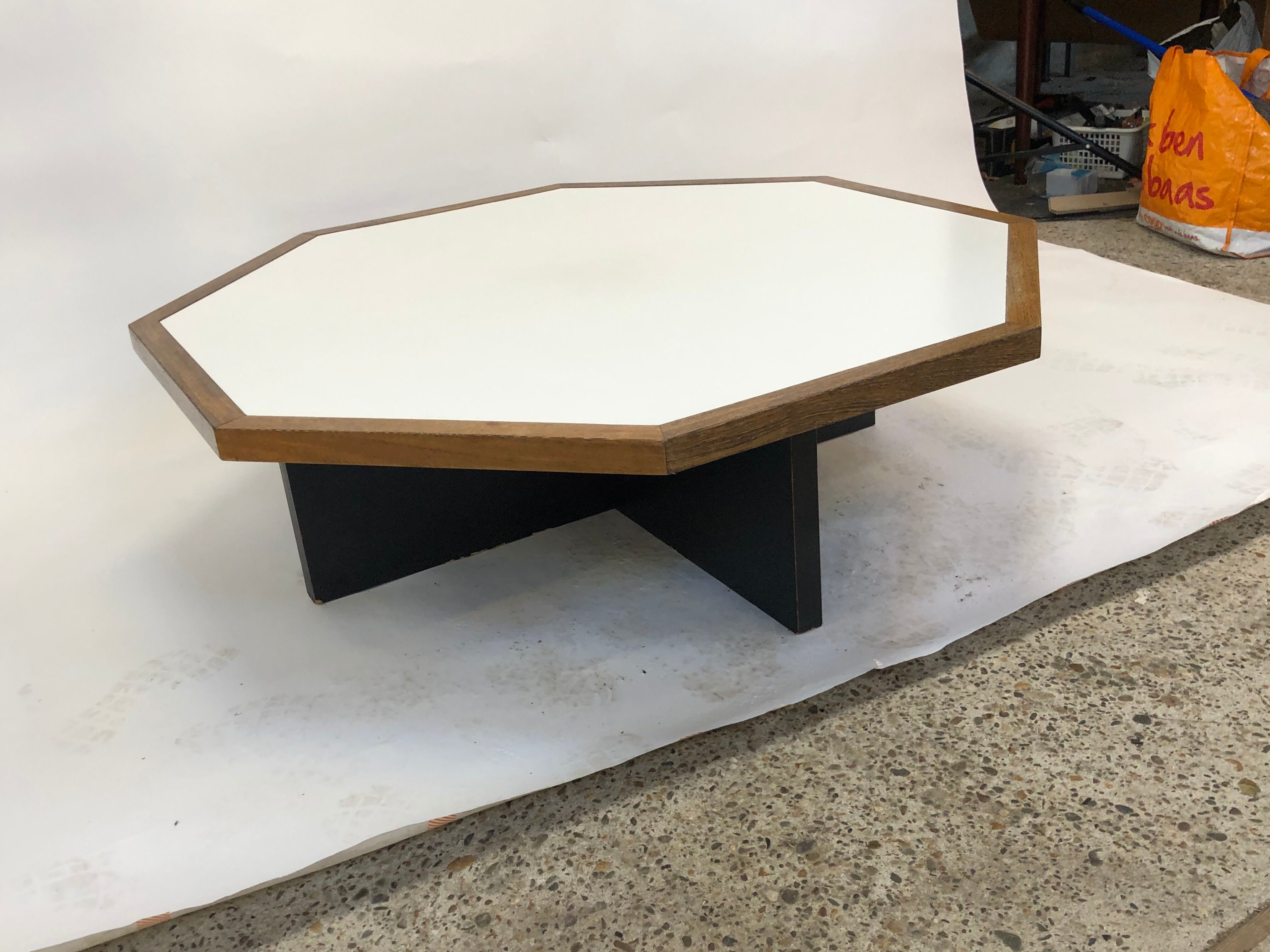 Vintage coffee table wenge hexagon 1960