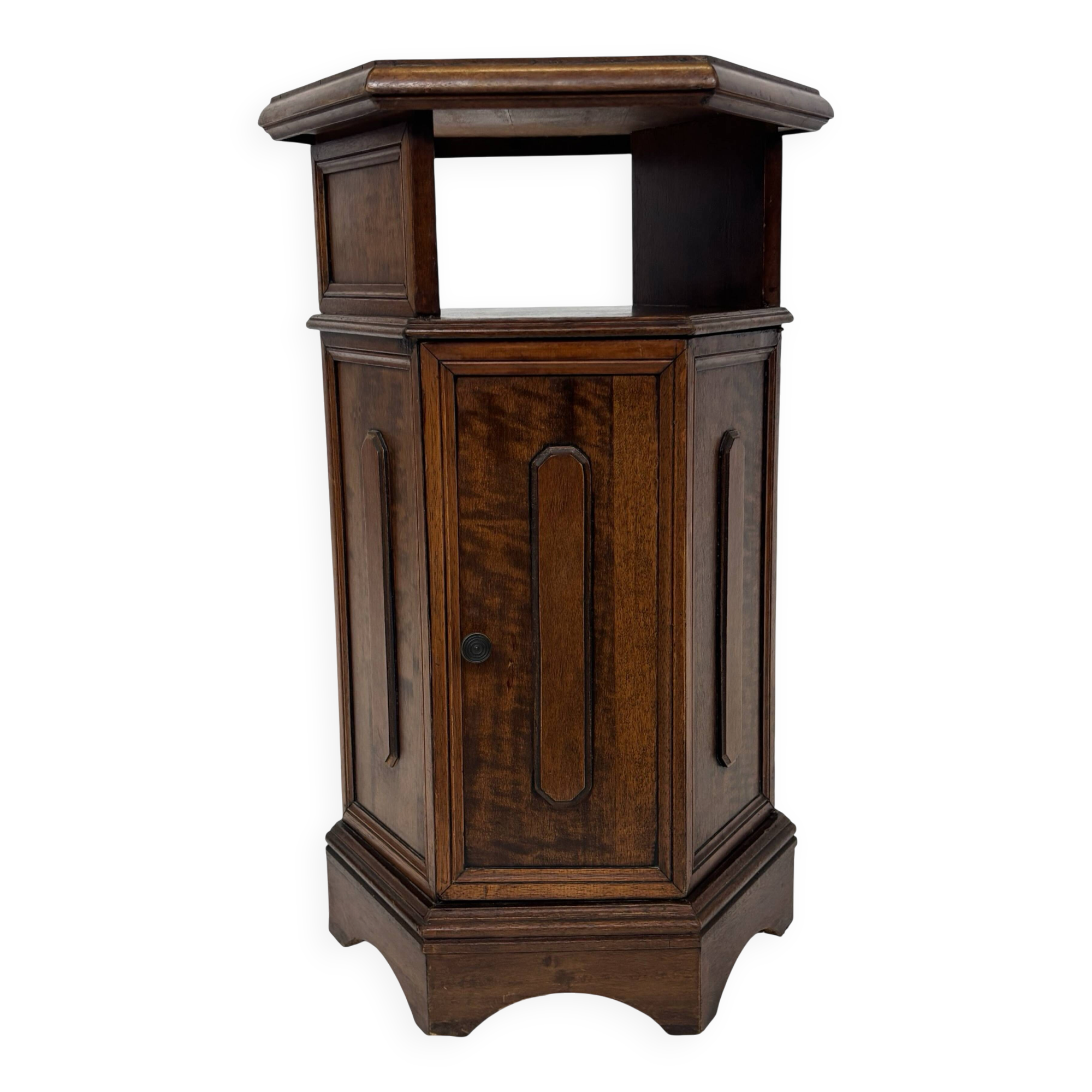 Vintage Hexagonal Side Cabinet with Door Small Side Table Column