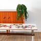 Ceramic coffee table, chrome and teak legs, Space Age, signed, 1970.