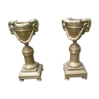 Pair of candlesticks with beliers, cassolettes