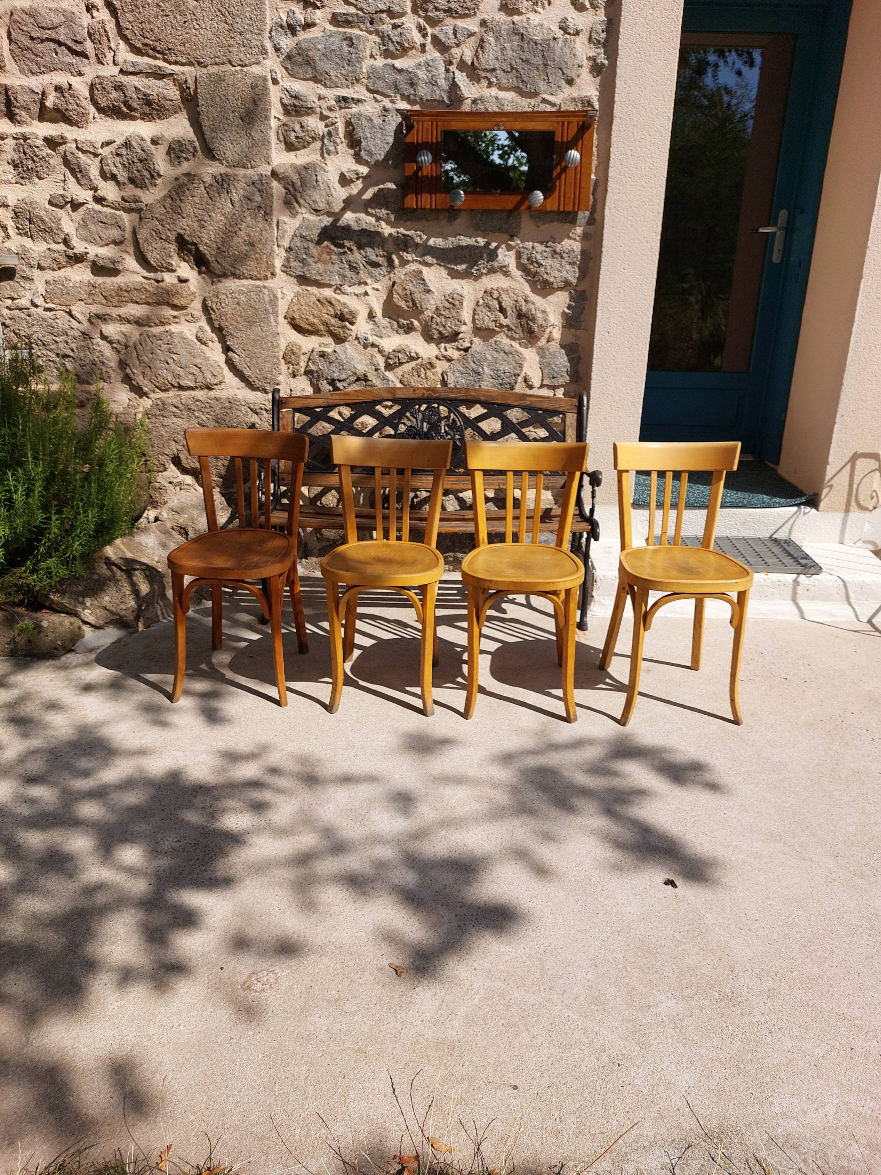 4 Baumann bistro chairs, different shades, vintage