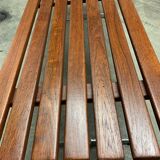 Danish slatted bench in teak and metal 1970