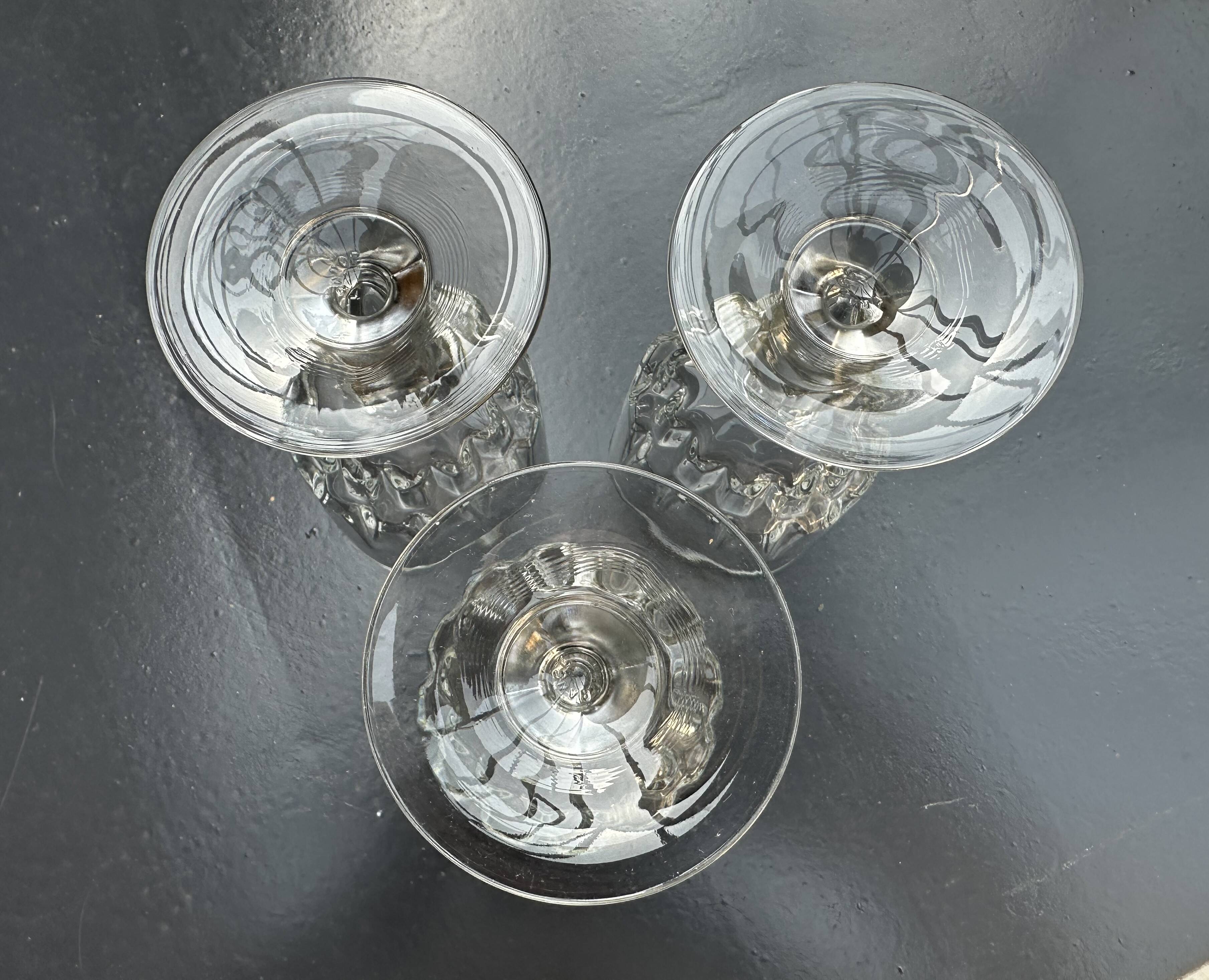 3 wine/water glasses 13.5 cm Cristal d'Arques model Louvre Vintage