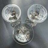 3 wine/water glasses 13.5 cm Cristal d'Arques model Louvre Vintage