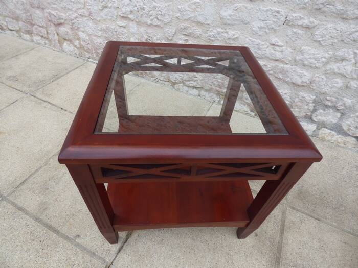 exotic wood side table – excellent condition