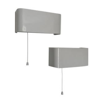 80s design white metal wall lights (X2)