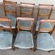 6 Biedermeier chairs in solid walnut and blue velvet, 1840