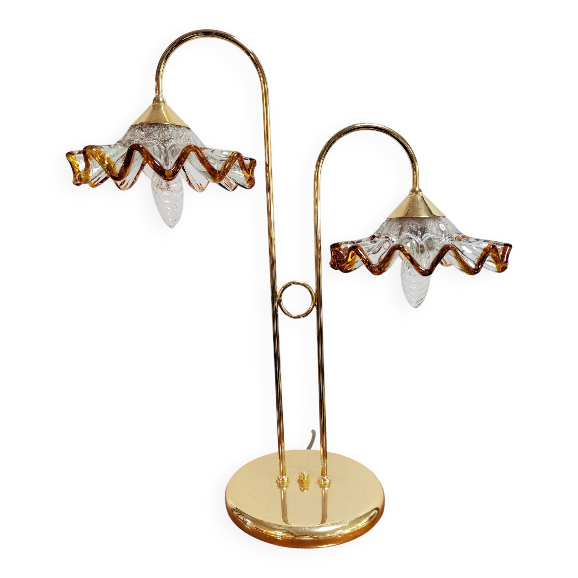 Mid-Century Modern Table Lamp with Murano Glass Shades, 1970s