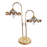 Lampe de Table Mid Century Modern avec Abat-jours en Verre de Murano, années 1970