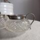 Creamer and jam maker in diamond-point crystal and silver rim, circa 1930