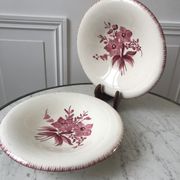 Duo de plats de service longchamp roses années 30-40