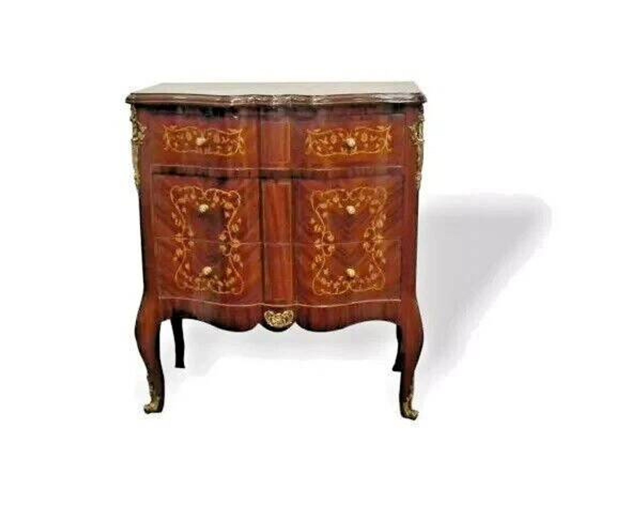Louis XV style chest of drawers in beech wood and bronze with three drawers