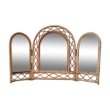 Rattan triptych mirror 105x68cm